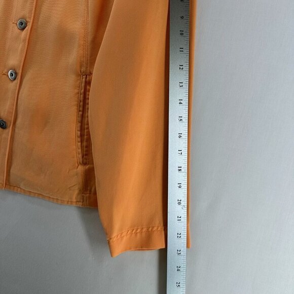 Coldwater Creek Jacket Womens Sz PL A-Line Seam Tencel Twill Button Front Orange - Picture 10 of 11